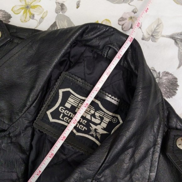 First Rockstar Black Leather Motorcycle Jacket - Picture 8 of 8